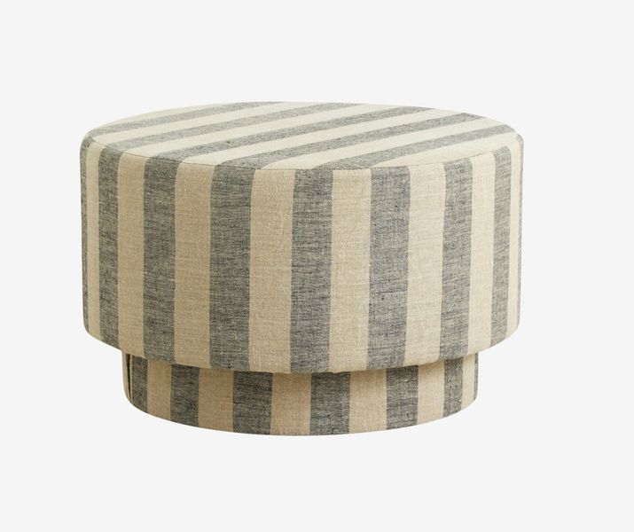 NICK, runder Hocker gestreift schwarz-beige, Designer Sitzmöbel