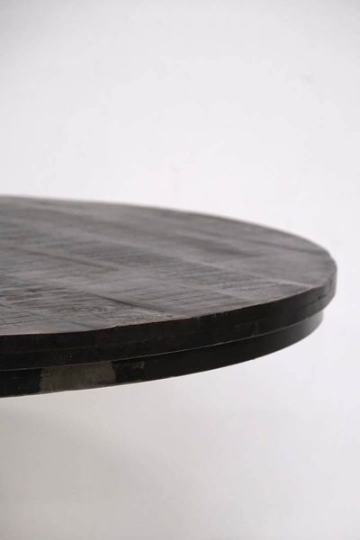 Industriedesign Esstisch ANJA rund 120 cm schwarz Holz Metall