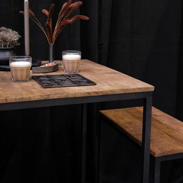 Matz-Möbel Bistrotisch & 2 Bänke Set ESRA Holz-Metall Industriedesign