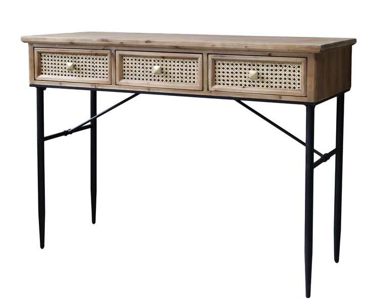 ASTA, Konsolentisch B 110 cm Holz natur-Rattan natur shabby Landhausstil
