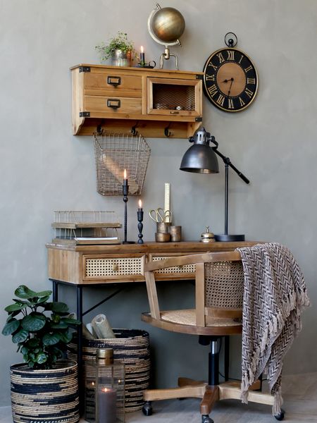 ASTA, Konsolentisch B 110 cm Holz natur-Rattan natur shabby Landhausstil