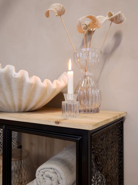 Matz Möbel Metall Vitrine SUE H 160 cm schwarz-natur