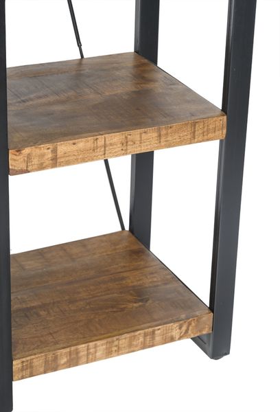 Industriedesign Regal FRANZ natur Holz-schwarz Metall, schmales Regal