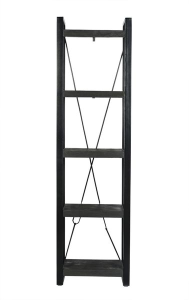 Industriedesign Regal FRANZ, schwarz Holz-Metall, schmales Regal