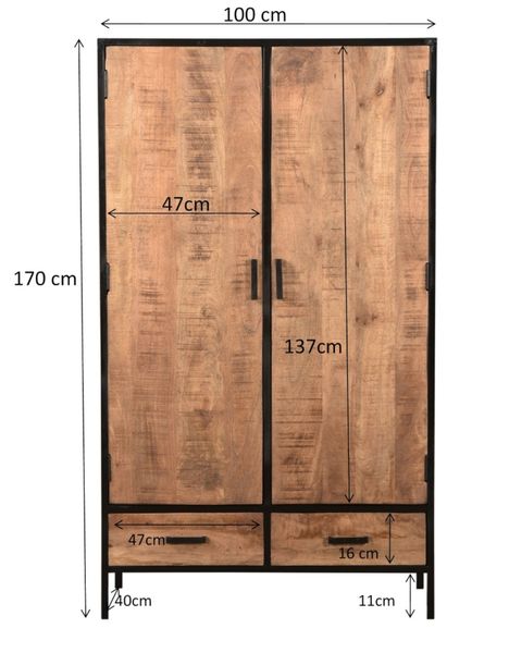 Matz Möbel Schrank RUBY Holz mit Stahlrahmen industriell