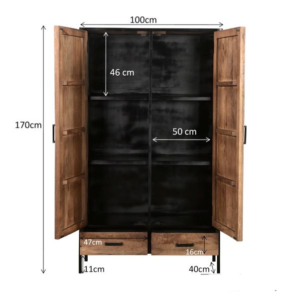 Matz Möbel Schrank RUBY Holz mit Stahlrahmen industriell