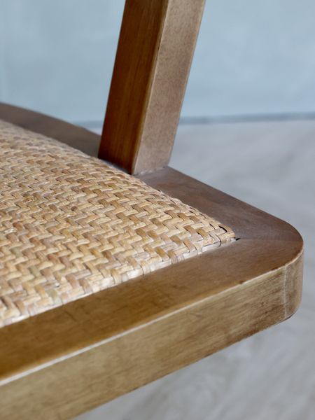 IRIS, Bürostuhl Holz-Rattan-Geflecht auf Rollen, Landhausstuhl