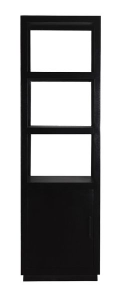 Industriedesign Regal JACK mit Unterschrank schwarz Holz-Metall, schmales Regal