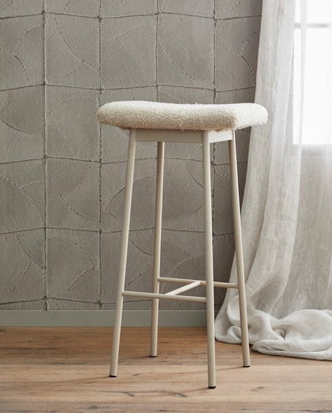 JOSY, Barhocker Teddystoff & Metall beige