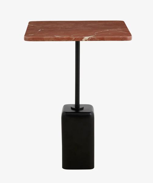 JULE, quadratischer Marmor Beistelltisch rostrot, kleiner Marmortisch