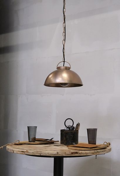 ORA, kleine Deckenlampe matt Kupfer rund D 30 cm Industriedesign