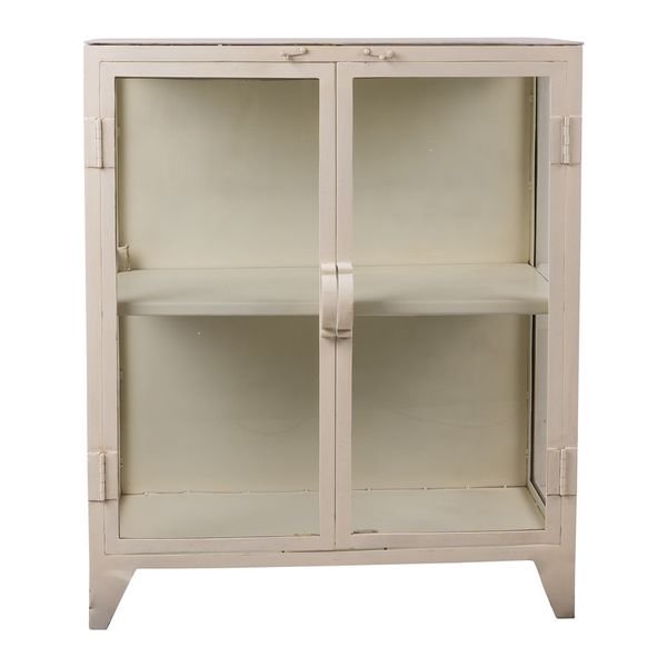 Kleines Sideboard-Vitrine TRINE shabby-weiß Metall B 80 cm