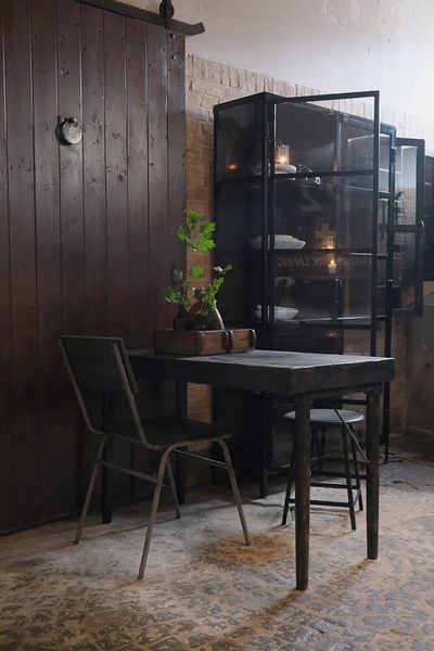 01, Kleiner Esstisch 117 cm breit antik schwarz Holz, Klapptisch