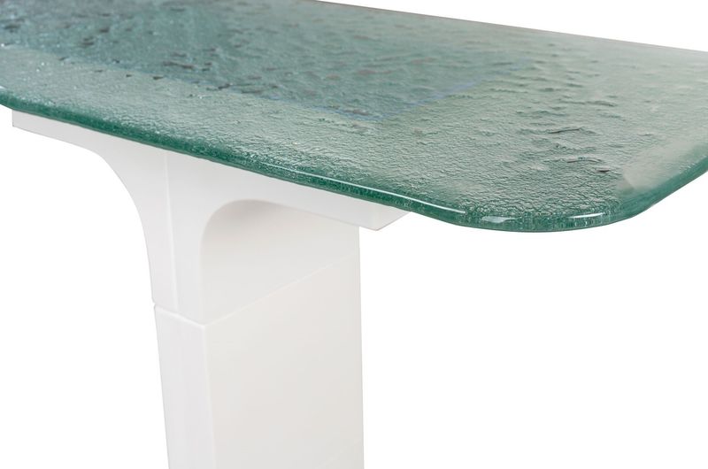 KANA, Keramik Konsolentisch B 80 cm weiß und grünes Glas, Designermöbel