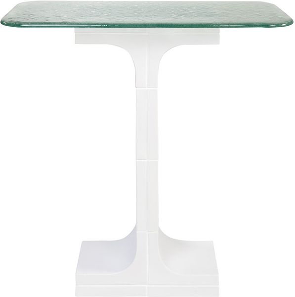 KANA, Keramik Konsolentisch B 80 cm weiß und grünes Glas, Designermöbel