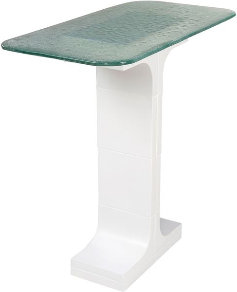 KANA, Keramik Konsolentisch B 80 cm weiß und grünes Glas, Designermöbel