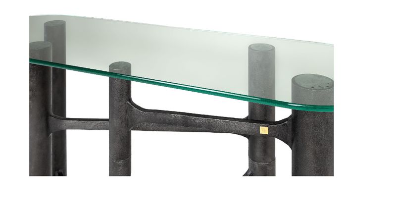 SADA, Konsolentisch oval B 140 cm Alu & Glas, Designermöbel