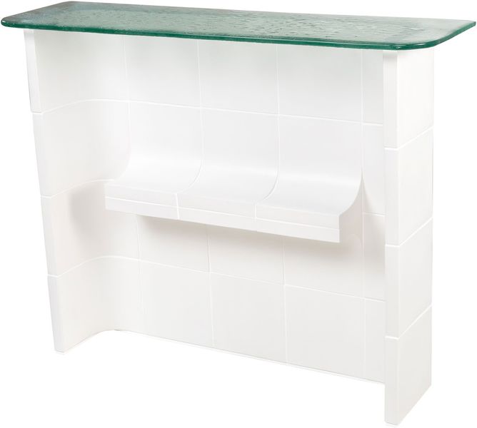 Designer Konsolentisch KANA Keramik Weiß Grünes Glas 105cm - Matz Möbel