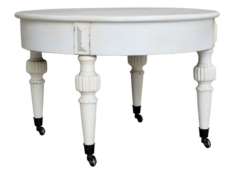 ANNI, Landhaus Couchtisch weiß 70 cm rund, vintage Möbel