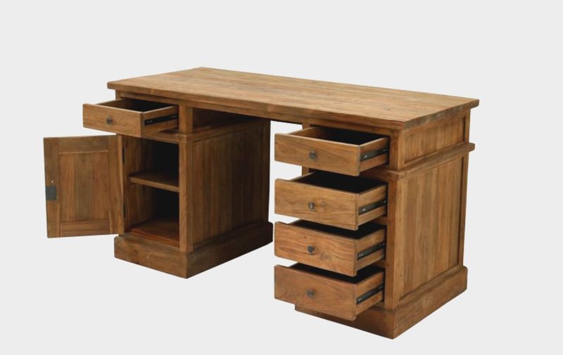 Landhaus Klassiker Schreibtisch JENE Teak L 180 cm