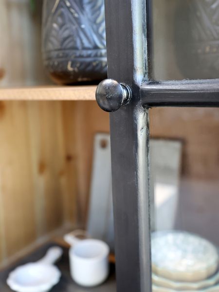 Matz Möbel Landhaus Vitrine Höhe 182 cm schwarz-natur Holz