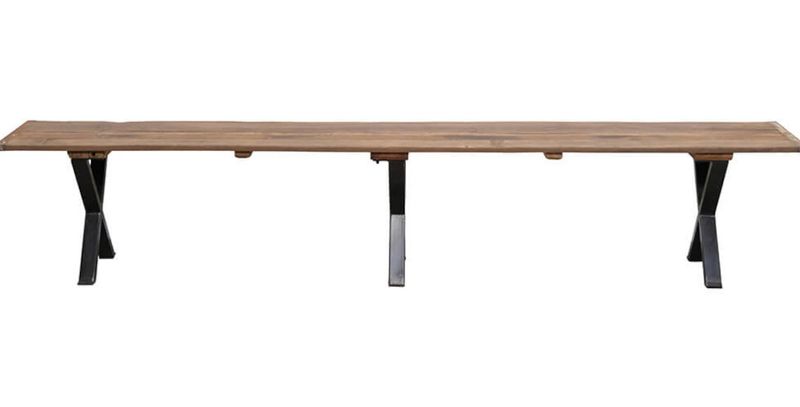 SANDY, Sitzbank 250 cm Altholz und Metall, Industriedesign Bank