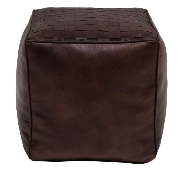 Dunkelbrauner Leder Pouf Würfel 43*43 cm, trendiges Bodenkissen