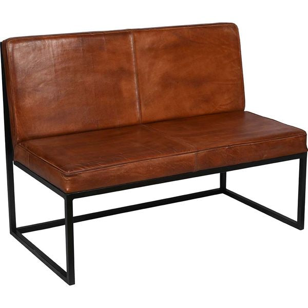 LILO, Sitzbank 120 cm Leder-Metall Industriedesign