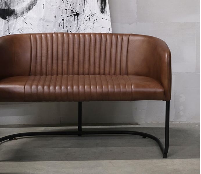 Matz Möbel Ledersofa POLLY braun 2 Sitzer, Industrial Lederbank