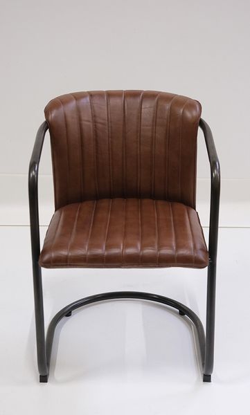 Matz Möbel Lederstuhl POLLY 2 Stück braun Industrial Leder-Metall