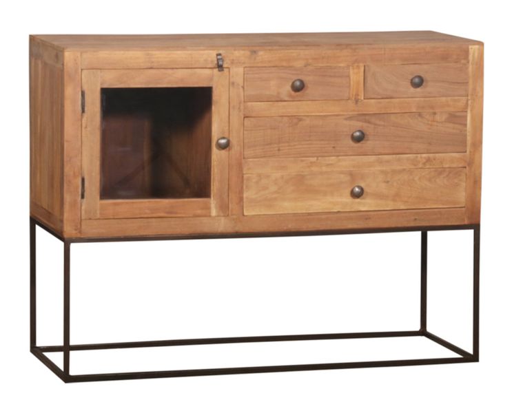 Hochbeinige Kommode KAI Holz-Metall Industriedesign