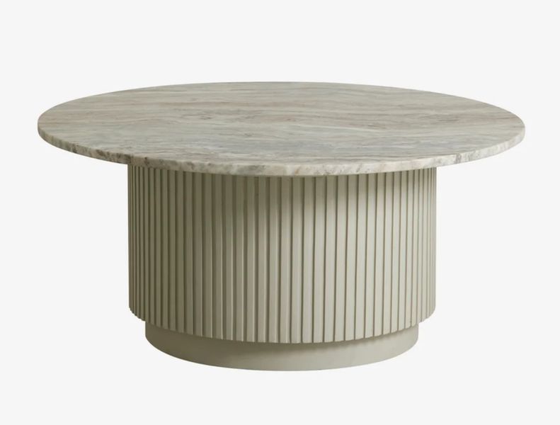 ARI, Couchtisch rund 90 cm weiß Marmor, Marmortisch