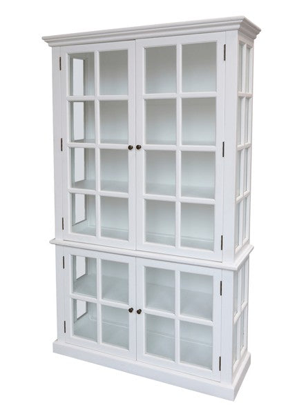RIKO, Weiße Vitrine mit 4 Türen im Landhausstil