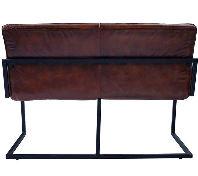 LILO-2, Sitzbank 122 cm Leder Metall industriell, Lederbank