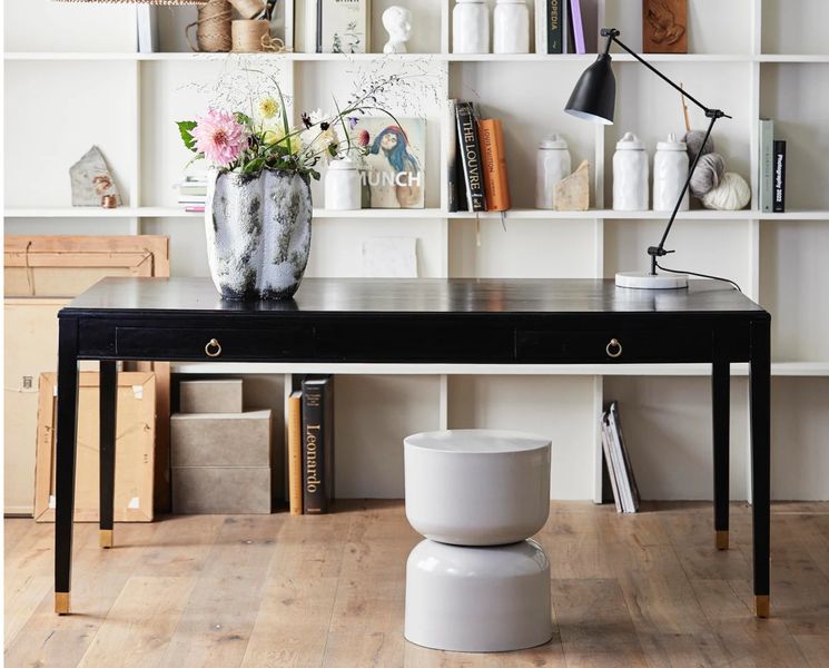 Matz Möbel Designer Schreibtisch ELLA, B 179 cm schwarz-gold