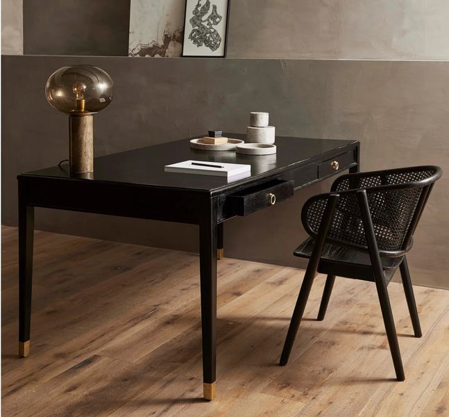 Matz Möbel Designer Schreibtisch ELLA, B 179 cm schwarz-gold