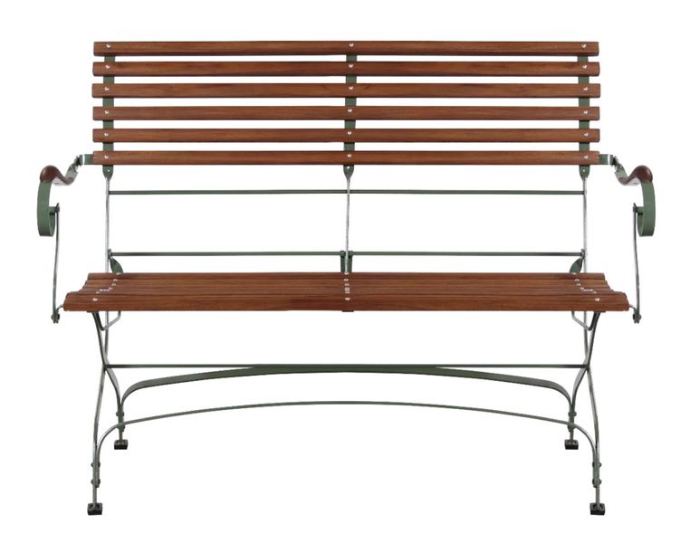 Matz Möbel Gartenbank MONTI Holz & grün Metall im Landhausstil