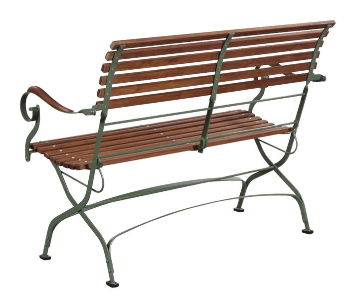 Matz Möbel Gartenbank MONTI Holz & grün Metall im Landhausstil