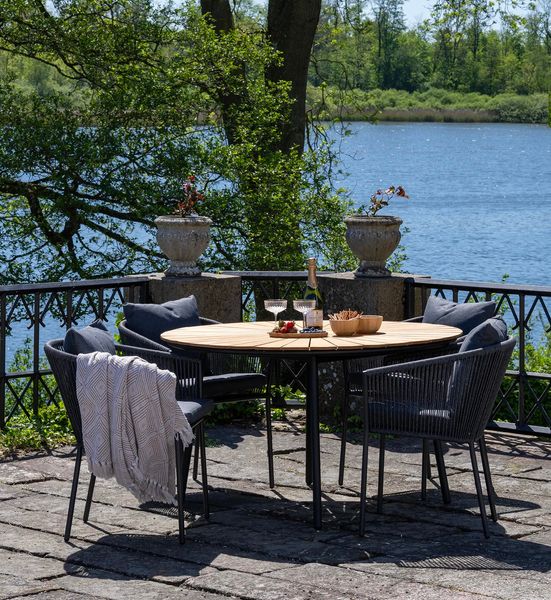 ISAR, stylischer Gartenstuhl grau-schwarz 4 Stück