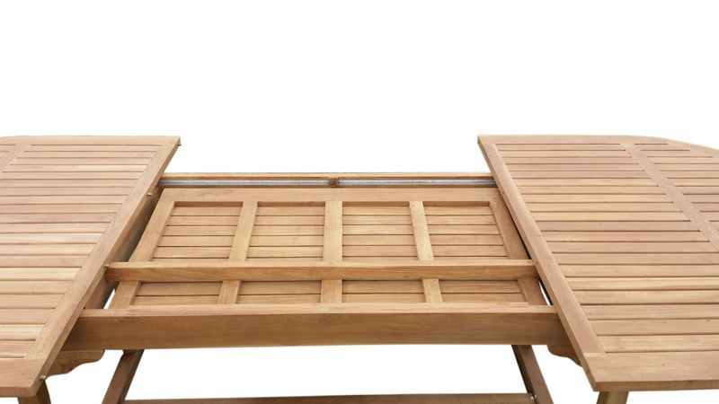 IDE, Gartentisch oval Holz, Verlängerungstisch