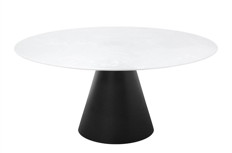 CONE, Marmor Esstisch weiß rund 150 cm, Mittelsäule