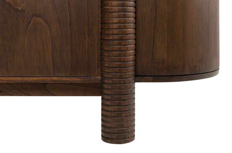 EIKE, Designer Sideboard oval 160 cm lang Holz dunkelbraun