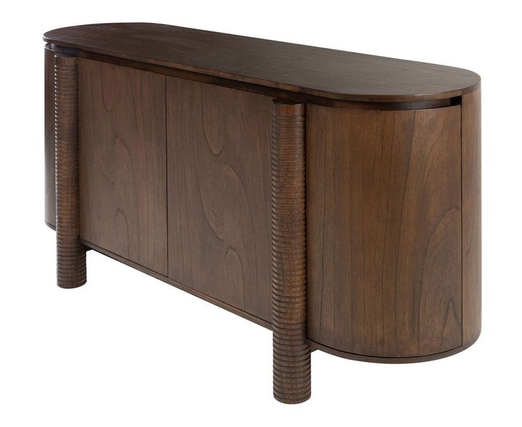 EIKE, Designer Sideboard oval 160 cm lang Holz dunkelbraun