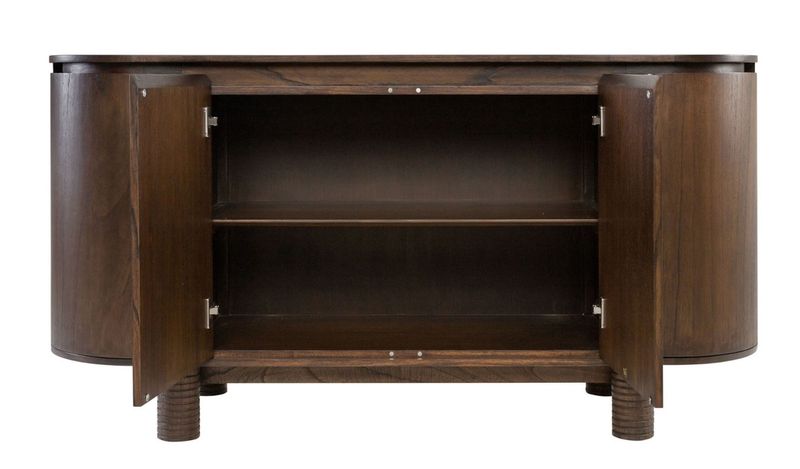 EIKE, Designer Sideboard oval 160 cm lang Holz dunkelbraun
