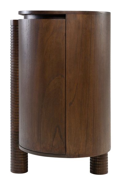 EIKE, Designer Sideboard oval 160 cm lang Holz dunkelbraun