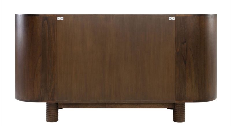 EIKE, Designer Sideboard oval 160 cm lang Holz dunkelbraun