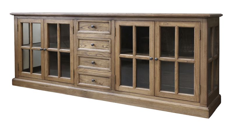 RIKO, Sideboard-Vitrine natur antik Holz Landhausstil