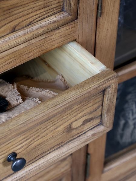 RIKO, Sideboard-Vitrine natur antik Holz Landhausstil
