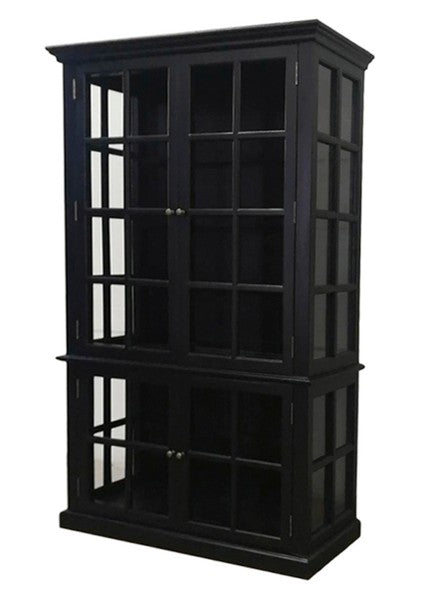 RIKO, Vitrine mit 4 Türen schwarz im Landhausstil