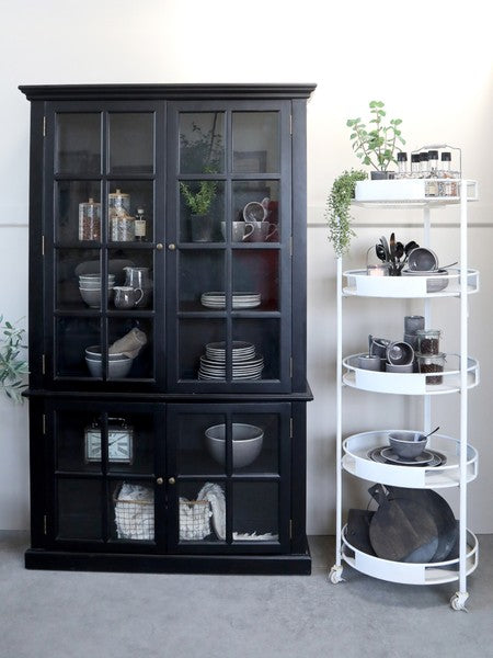 RIKO, Vitrine mit 4 Türen schwarz im Landhausstil